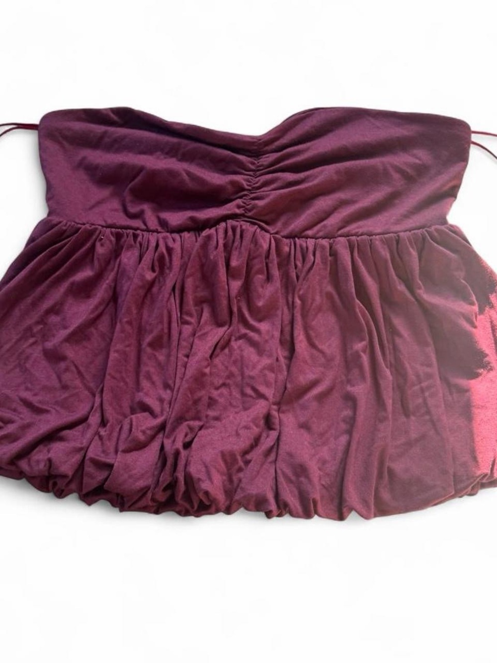 Ruched Strapless Tube Top in Deep Plum